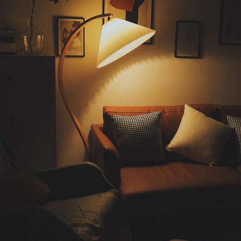 Modern Minimalist Fabric Shade LED Floor Lamp – Beige, 12W