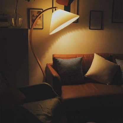 Modern Minimalist Fabric Shade LED Floor Lamp – Beige, 12W