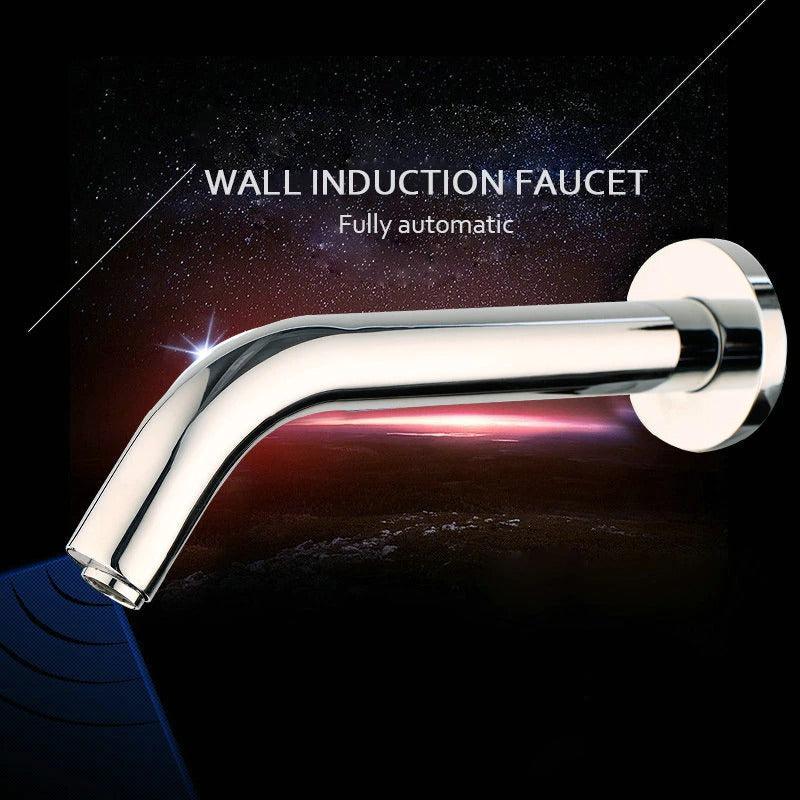Basin Faucet - Black Chrome Brass Lavatory Bathroom Faucet Wall Mount Free Touch Sensor Faucet