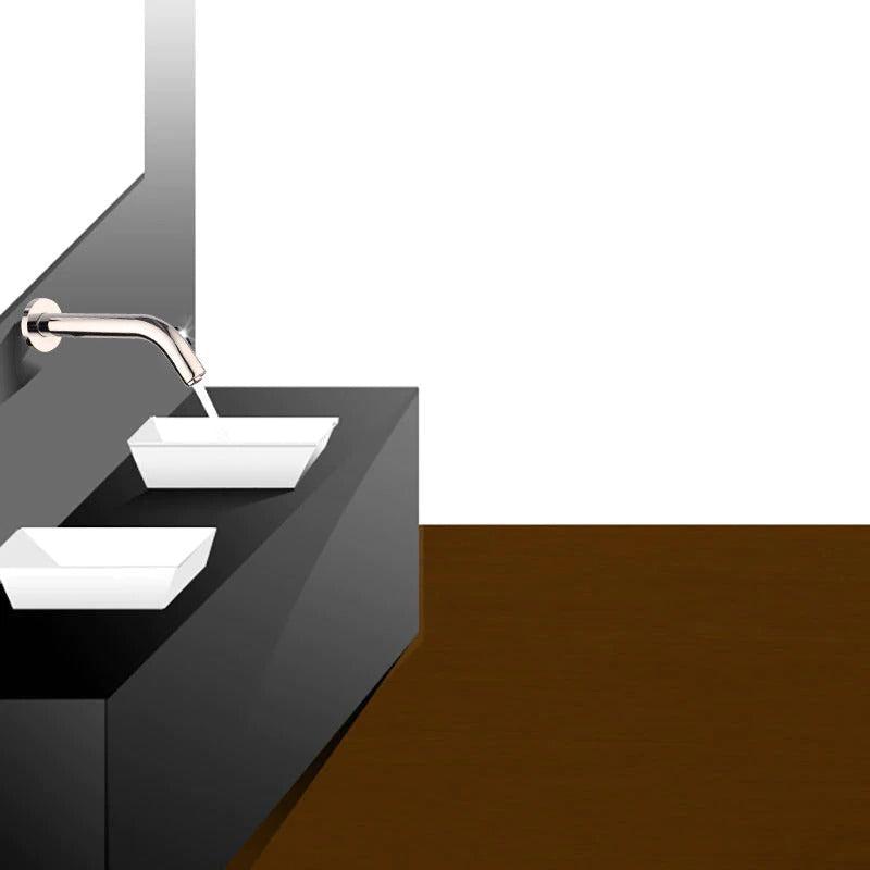 Basin Faucet - Black Chrome Brass Lavatory Bathroom Faucet Wall Mount Free Touch Sensor Faucet
