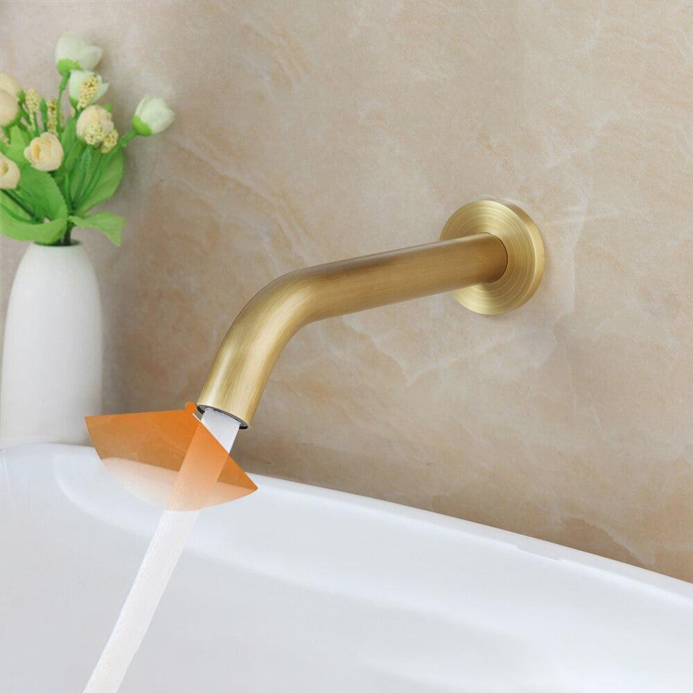 Basin Faucet - Black Chrome Brass Lavatory Bathroom Faucet Wall Mount Free Touch Sensor Faucet