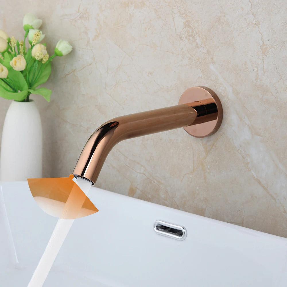 Basin Faucet - Black Chrome Brass Lavatory Bathroom Faucet Wall Mount Free Touch Sensor Faucet