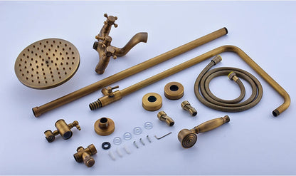 Brass Antique Wall Mount Shower Faucet Set, Shower And Tub Faucet Sets-Shower Faucet-Index Bath-Style A-Index Bath