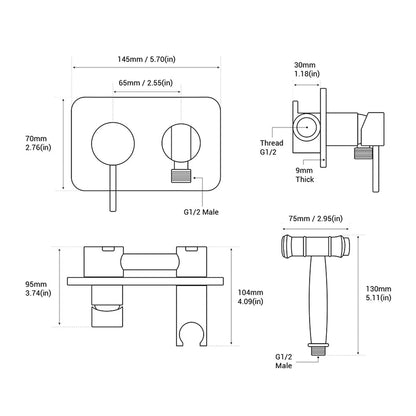 Brass Double Mode Hot and Cold Handheld Bidet Set 4 Colors Spray Handheld Bidet-Bidet Faucet-Index Bath