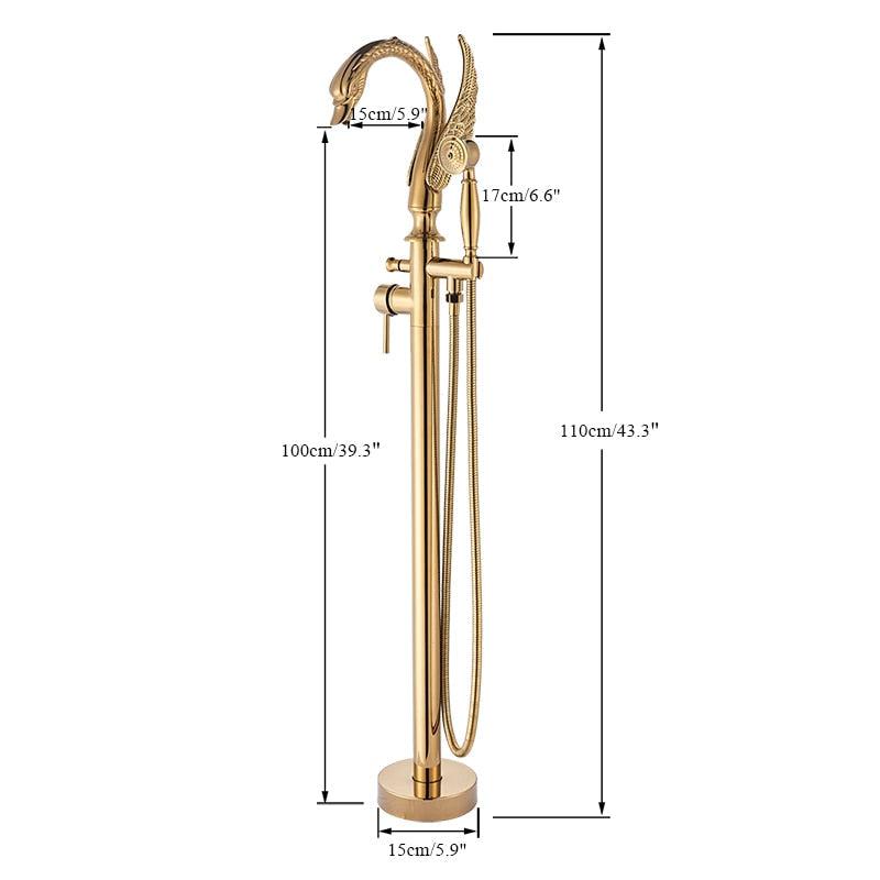 Basin Faucet - Brass Swan-shaped Bathtub Faucet Floor Standing Hot And Cold Water Mixer Tap In 4 Colors