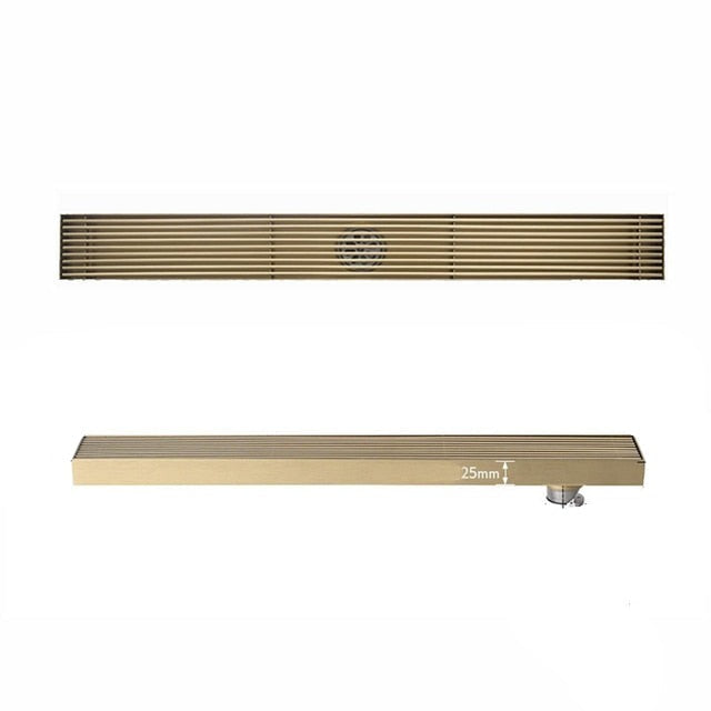 Bath Drains - Brushed Gold Floor Drain Stainless Steel Bathroom Anti-Odor Drain