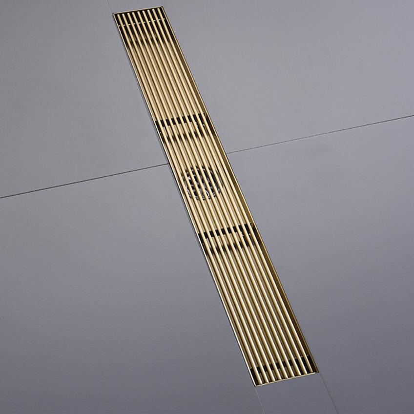 Bath Drains - Brushed Gold Floor Drain Stainless Steel Bathroom Anti-Odor Drain