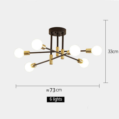 Valentina Retro Satellite Metal Ceiling Light – Black/Gold, 4/6/8 Heads