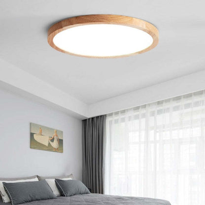Ozawa Modern Wood Round Flush Mount Ceiling Light – 4 Sizes