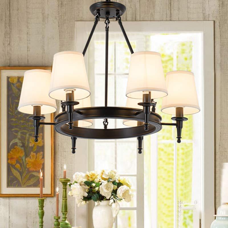 Vintage Ring Chandelier – Fabric Shade Ceiling Light