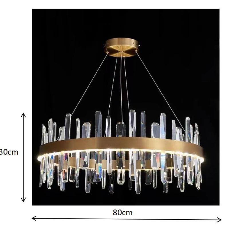 Modern Crystal Chandelier – LED Gold Plated, Adjustable Pendant