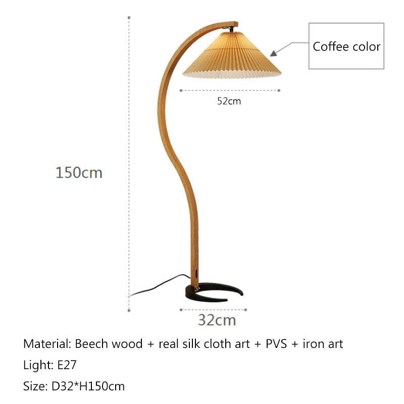 Modern Minimalist Fabric Shade LED Floor Lamp – Beige, 12W