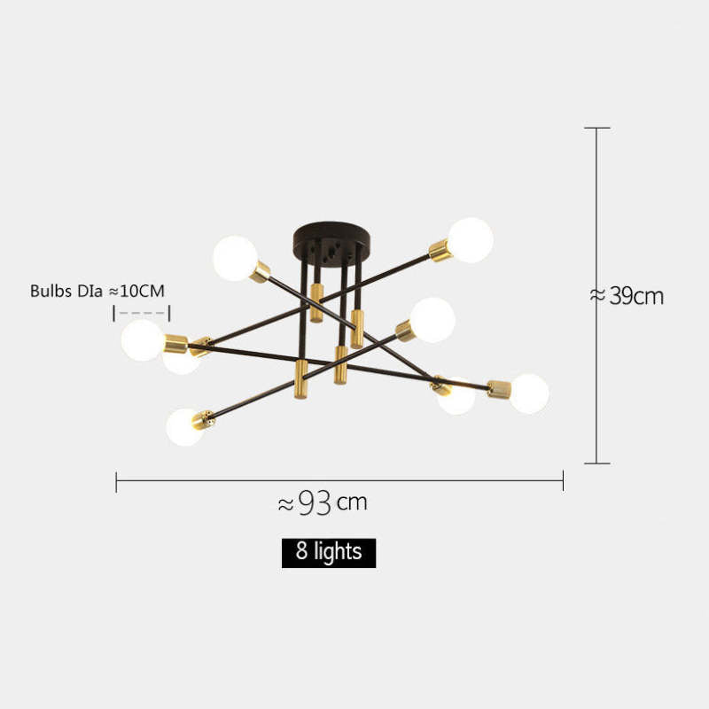 Valentina Retro Satellite Metal Ceiling Light – Black/Gold, 4/6/8 Heads