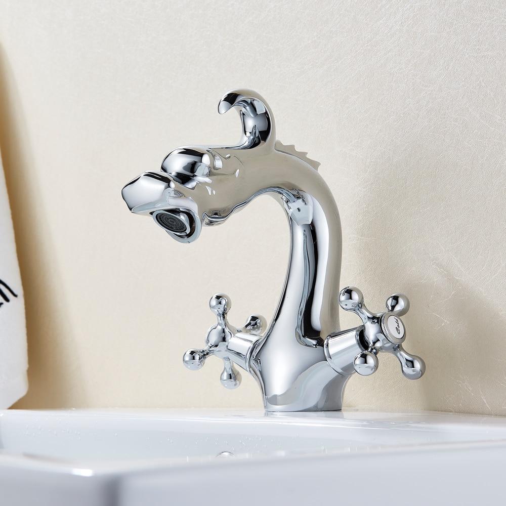 Basin Faucet - Dragon Shaped Deck Mounted Basin Faucet Dual Handle