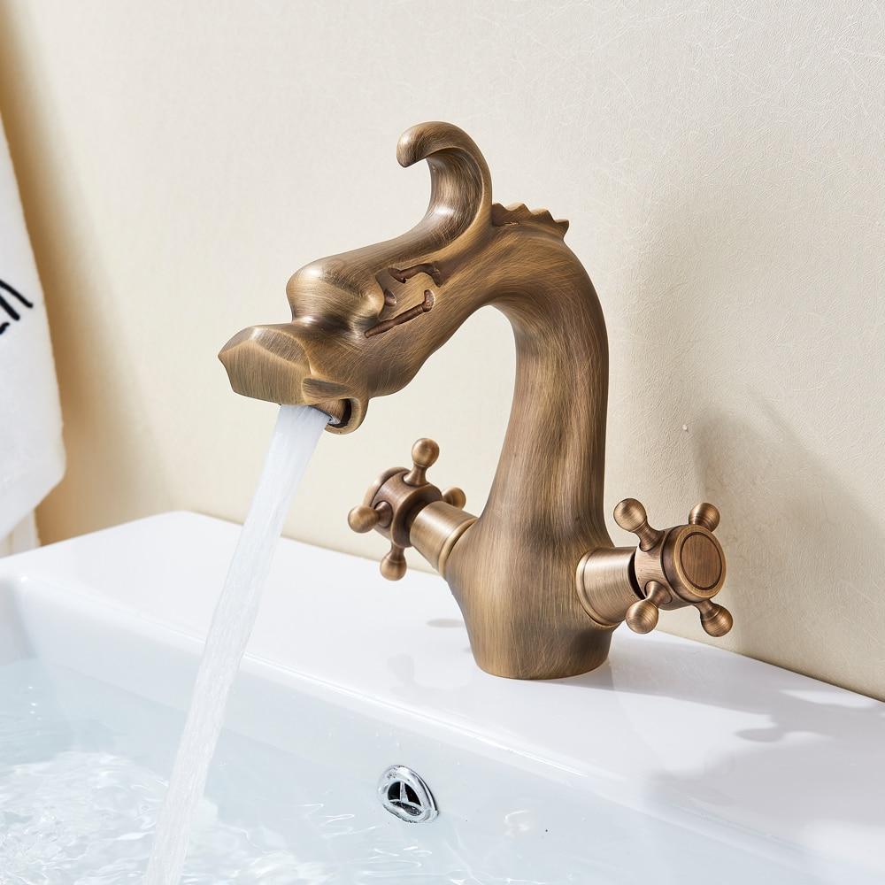 Basin Faucet - Dragon Shaped Deck Mounted Basin Faucet Dual Handle