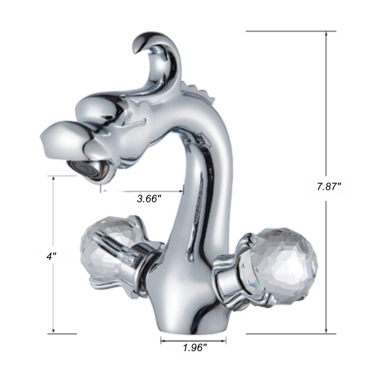Dragon Shaped Deck Mounted Brass Basin Faucet Dual Handle-Basin Faucet-Index Bath-Chrome Faucet A-Index Bath