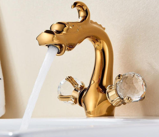 Basin Faucet - Dragon Shaped Deck Mounted Basin Faucet Dual Handle
