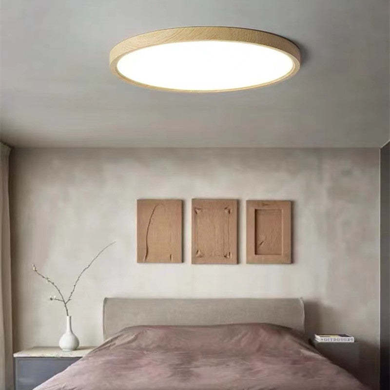 Ozawa Modern Wood Round Flush Mount Ceiling Light – 4 Sizes