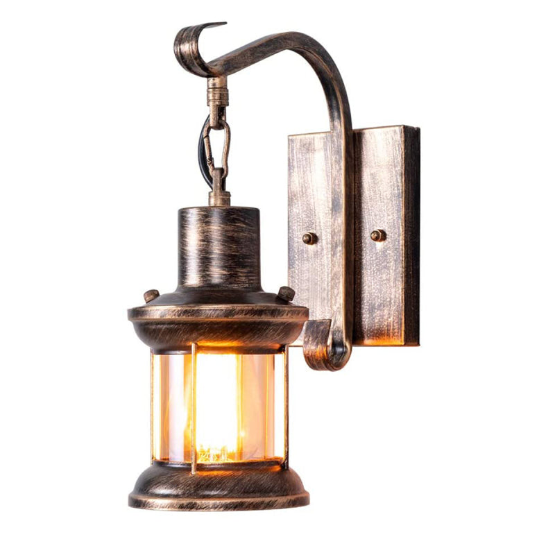Country Industrial Retro Wall Lamp – Glass Shade, E27 Socket