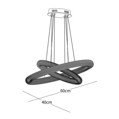 Kristy Art Deco Crystal Ring Chandelier – 1/2/3 Ring, LED, Metal