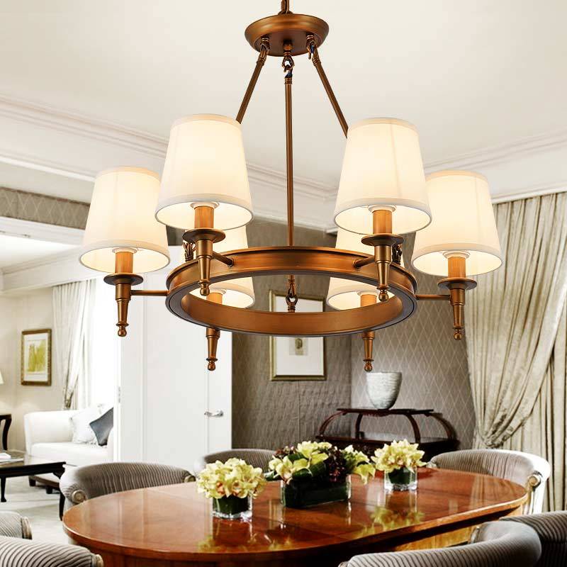 Vintage Ring Chandelier – Fabric Shade Ceiling Light