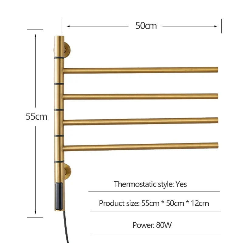 Electric Heated Towel Rail Bathroom Accessory Electric Towel Warmer-Towel Bars & Hooks-Index Bath-Golden-Index Bath
