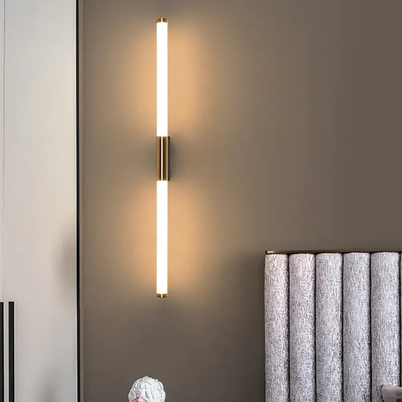 Leigh Minimalist Linear Metal Wall Lamp – Gold Finish, 19.3/23.2/27.2"