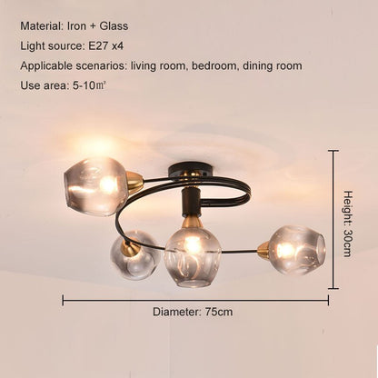 Nordic LED Ceiling Chandelier – Modern Glass Retro Pendant Lamp