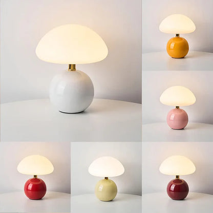 Elegant Cream Ceramic Mushroom-Style Table Lamp