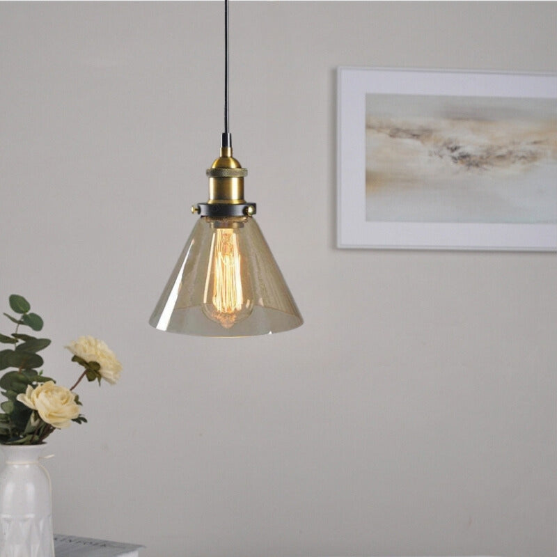 Industrial Glass Pendant Light – Adjustable Hanging Ceiling Lamp (E27)