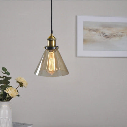 Industrial Glass Pendant Light – Adjustable Hanging Ceiling Lamp (E27)