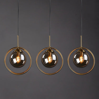 Hailie Luxury Global Glass Pendant Light – Metal Ring, LED