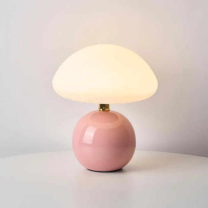 Elegant Cream Ceramic Mushroom-Style Table Lamp