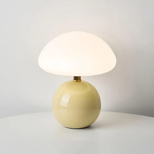 Elegant Cream Ceramic Mushroom-Style Table Lamp