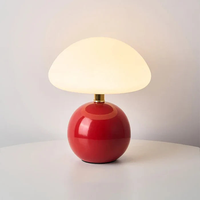 Elegant Cream Ceramic Mushroom-Style Table Lamp