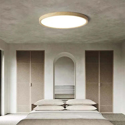 Ozawa Modern Wood Round Flush Mount Ceiling Light – 4 Sizes