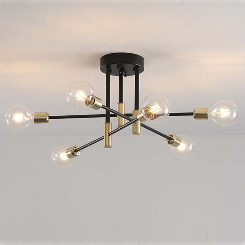 Valentina Retro Satellite Metal Ceiling Light – Black/Gold, 4/6/8 Heads
