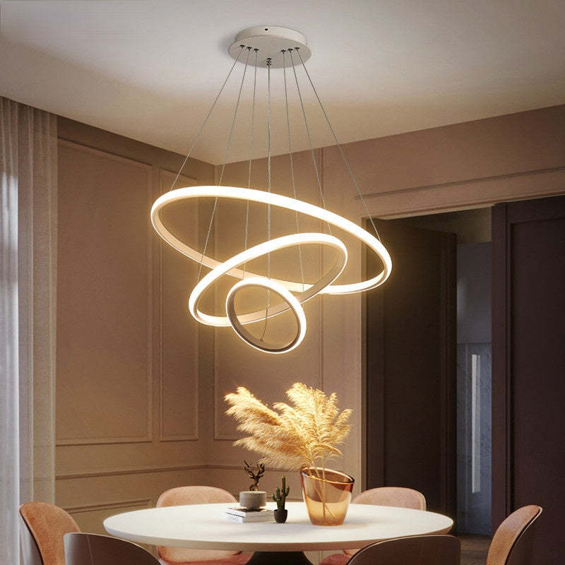 Arisha Modern Ring Pendant Light – Metal & Silicon, 2/3/4 Rings