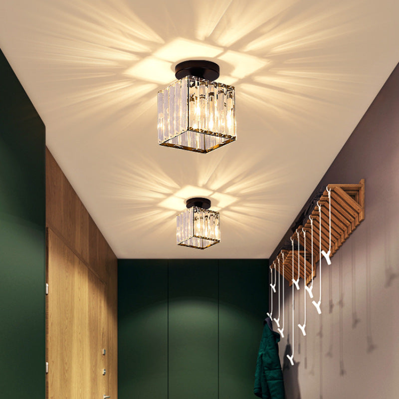 Herbert Modern Metal/Crystal Ceiling Light – Round/Square, 3 Colours
