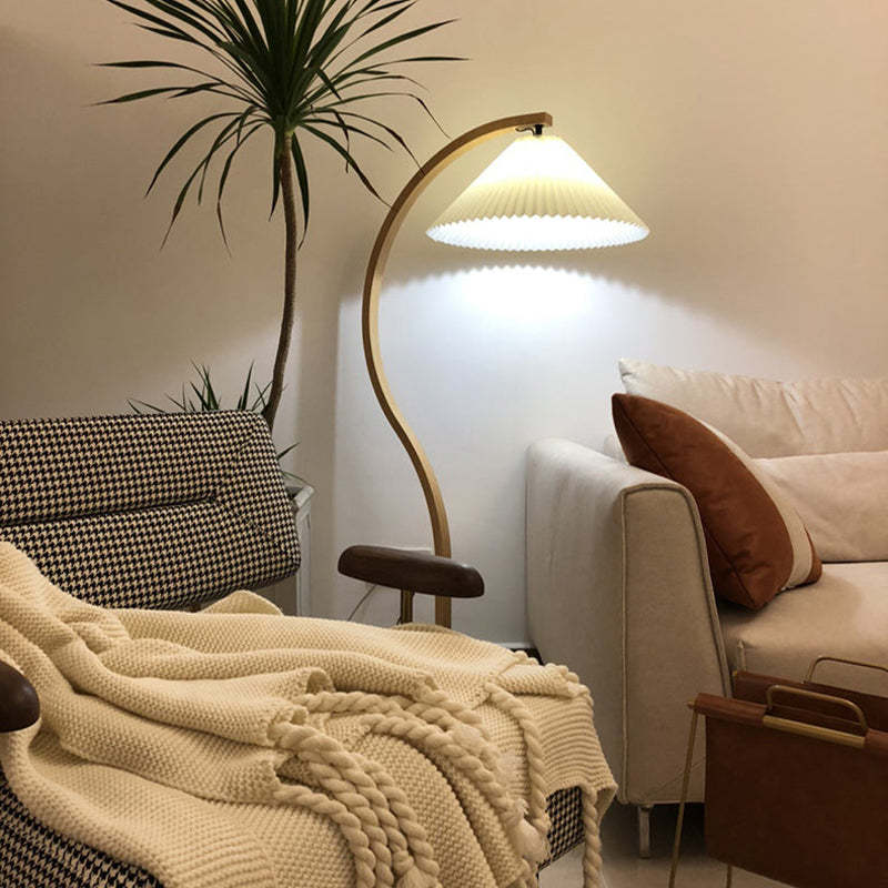 Modern Minimalist Fabric Shade LED Floor Lamp – Beige, 12W