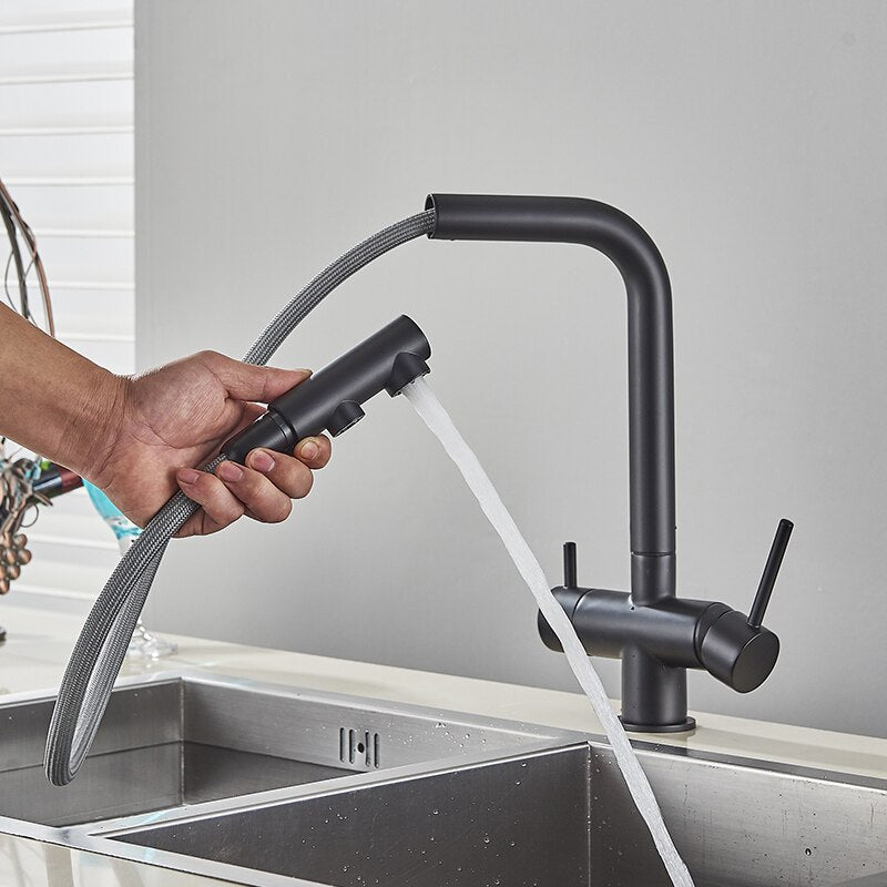 Filtered Kitchen Faucet 360 Rotation Dual Sprayer Drinking Water Tap-Kitchen Faucet-Index Bath