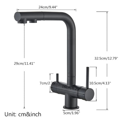 Filtered Kitchen Faucet 360 Rotation Dual Sprayer Drinking Water Tap-Kitchen Faucet-Index Bath