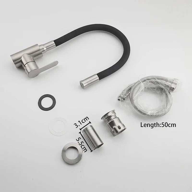 Flexible Hose Kitchen Faucet Stainless Steel Sink Faucet for Kitchen-Kitchen Faucet-Index Bath-Index Bath