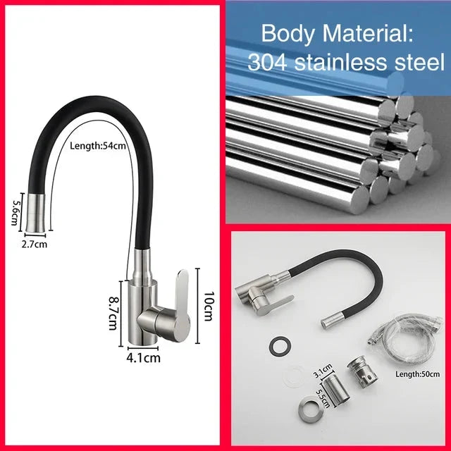 Flexible Hose Kitchen Faucet Stainless Steel Sink Faucet for Kitchen-Kitchen Faucet-Index Bath-Index Bath