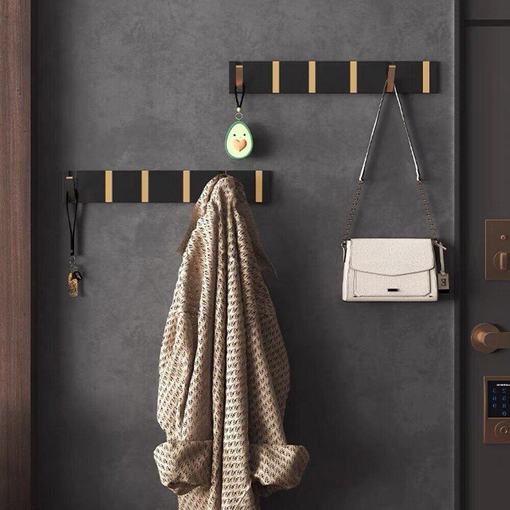 Towel Bars & Hooks - Folding Towel Hanger 2 Ways Wall Hook Coat Clothe Holder For Bathroom