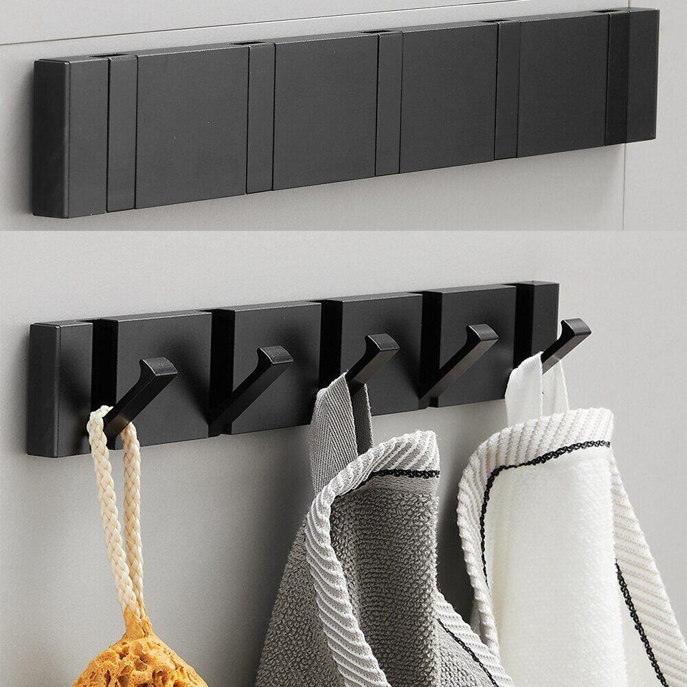 Towel Bars & Hooks - Folding Towel Hanger 2 Ways Wall Hook Coat Clothe Holder For Bathroom