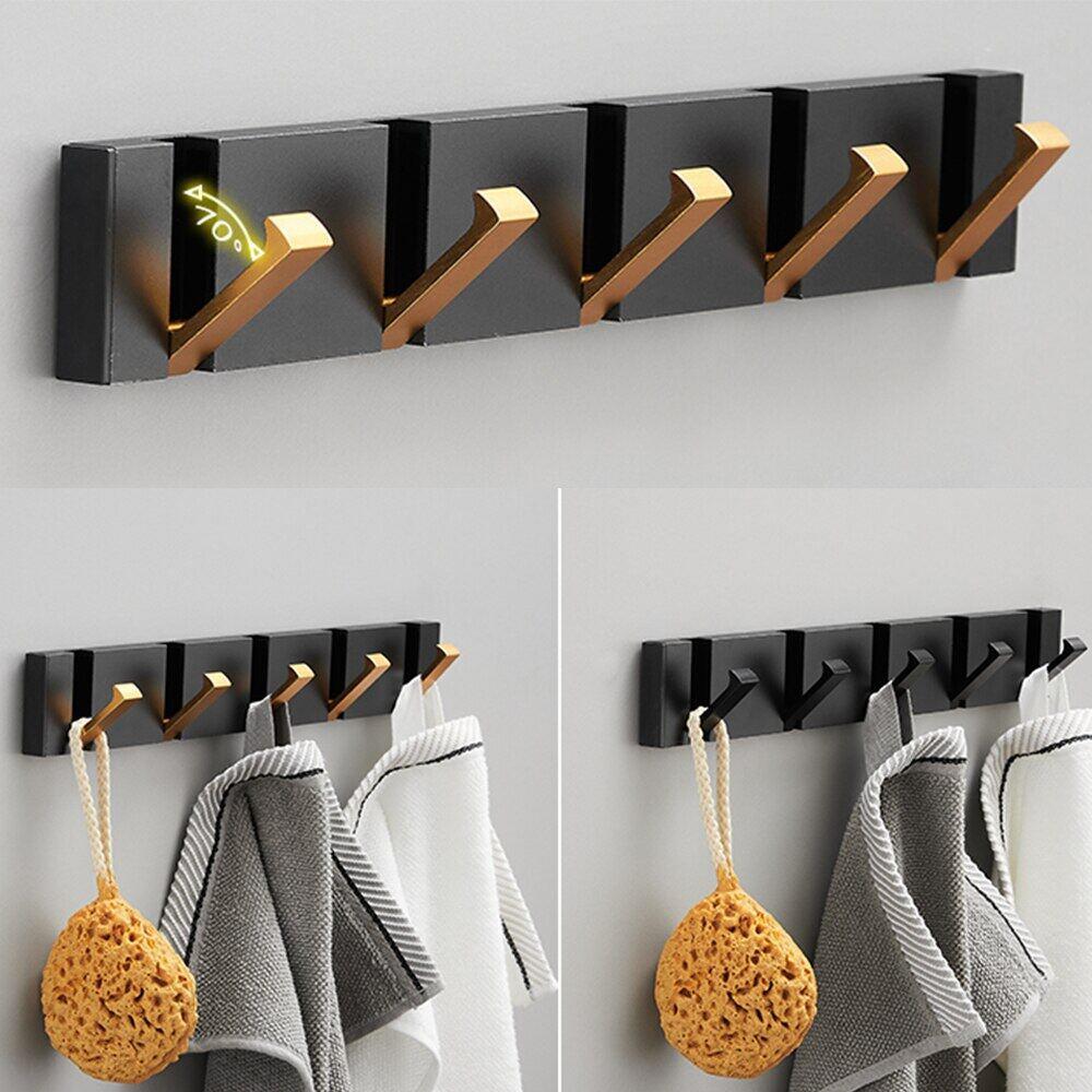Towel Bars & Hooks - Folding Towel Hanger 2 Ways Wall Hook Coat Clothe Holder For Bathroom