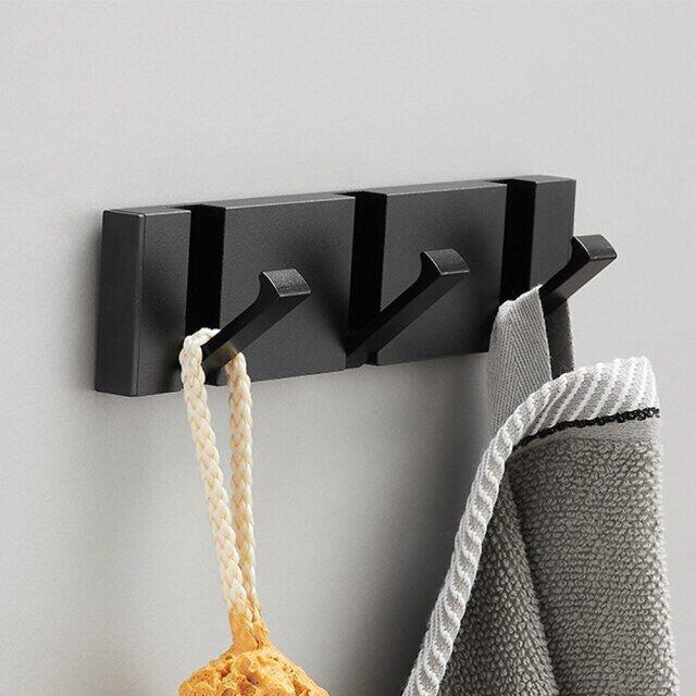 Towel Bars & Hooks - Folding Towel Hanger 2 Ways Wall Hook Coat Clothe Holder For Bathroom
