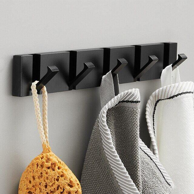 Towel Bars & Hooks - Folding Towel Hanger 2 Ways Wall Hook Coat Clothe Holder For Bathroom