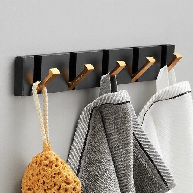 Towel Bars & Hooks - Folding Towel Hanger 2 Ways Wall Hook Coat Clothe Holder For Bathroom